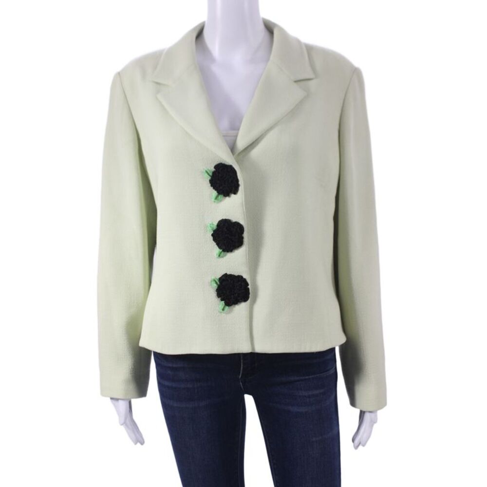 Rickie Freeman Teri Jon Womens Green Wool Basic Jacket Long Sleeve Size 14